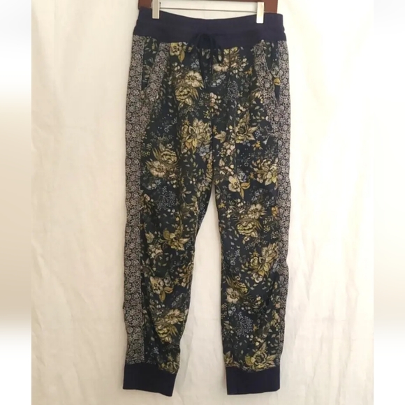 Anthropologie *In Navy Paisley* Green Baggy The Nomad Joggers Small - Picture 2 of 10